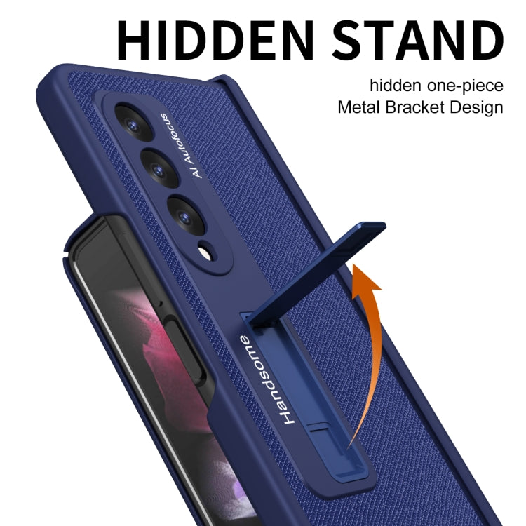 For Samsung Galaxy Z Fold3 Integrated  Cross Texture Hinge Full Coverage Flip Phone Case