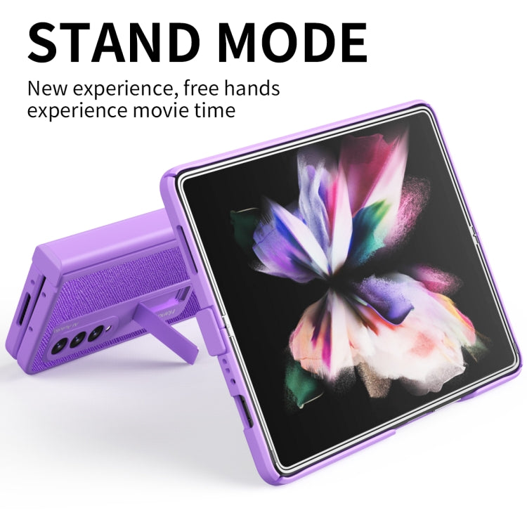 For Samsung Galaxy Z Fold3 Integrated  Cross Texture Hinge Full Coverage Flip Phone Case