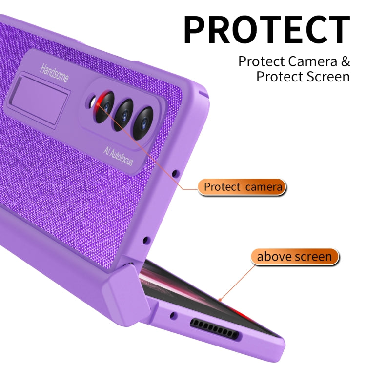 For Samsung Galaxy Z Fold3 Integrated  Cross Texture Hinge Full Coverage Flip Phone Case