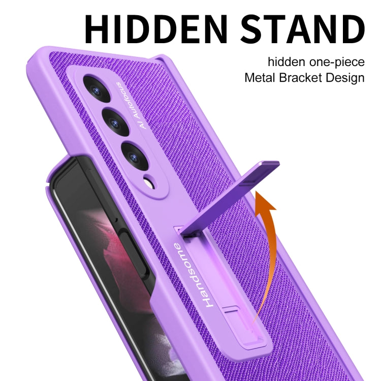 For Samsung Galaxy Z Fold3 Integrated  Cross Texture Hinge Full Coverage Flip Phone Case