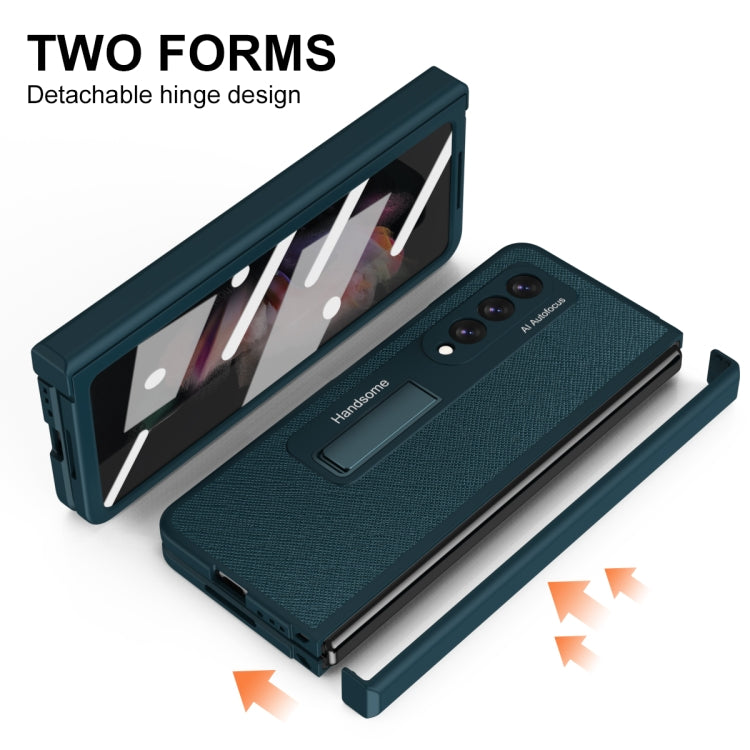 For Samsung Galaxy Z Fold3 Integrated  Cross Texture Hinge Full Coverage Flip Phone Case