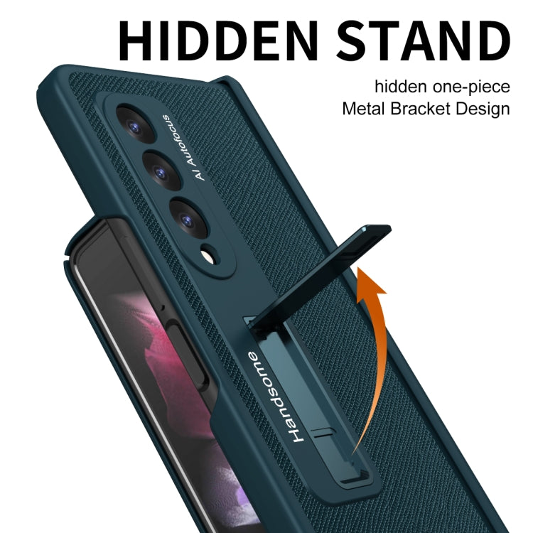 For Samsung Galaxy Z Fold3 Integrated  Cross Texture Hinge Full Coverage Flip Phone Case