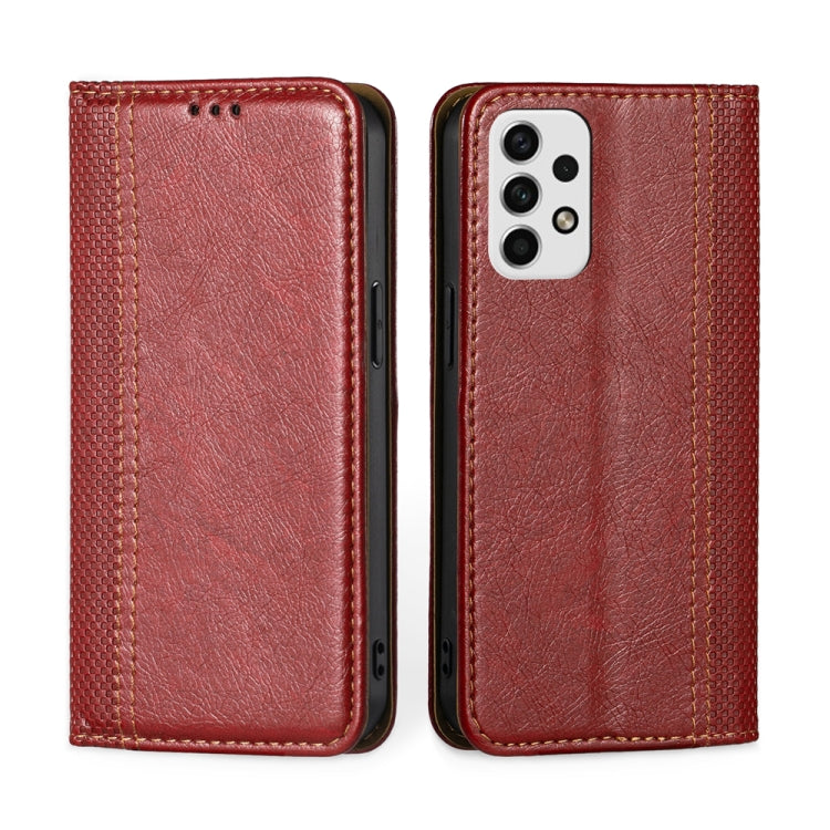 For Samsung Galaxy A23 5G Grid Texture Magnetic Flip Leather Phone Case
