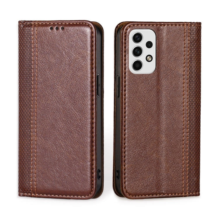 For Samsung Galaxy A23 5G Grid Texture Magnetic Flip Leather Phone Case