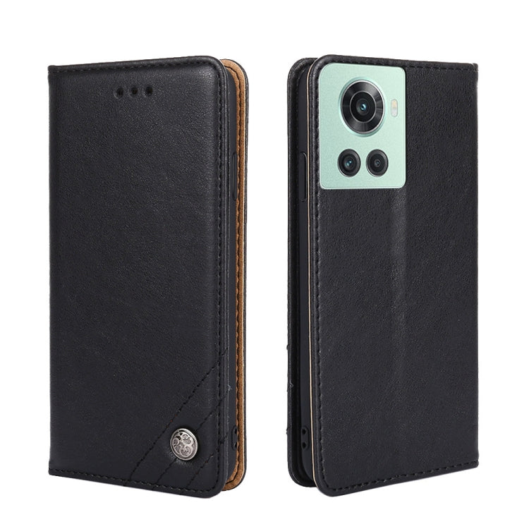 For OnePlus Ace/10R Non-Magnetic Retro Texture Horizontal Flip Leather Phone Case
