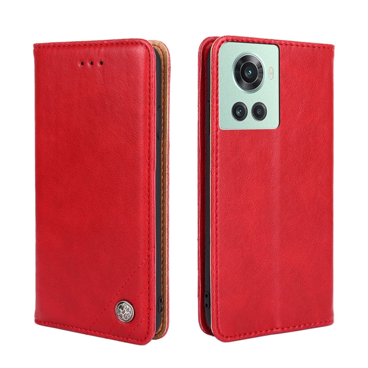 For OnePlus Ace/10R Non-Magnetic Retro Texture Horizontal Flip Leather Phone Case