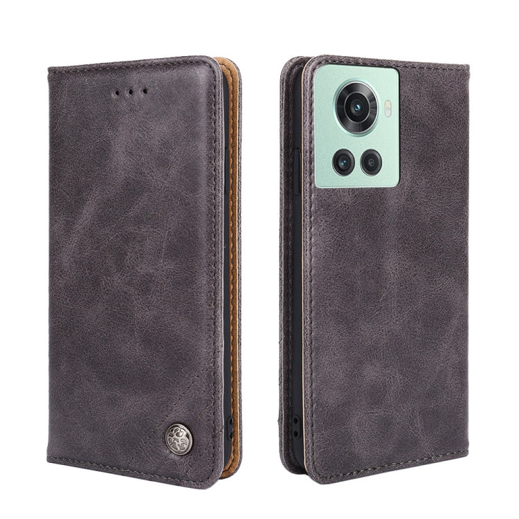 For OnePlus Ace/10R Non-Magnetic Retro Texture Horizontal Flip Leather Phone Case