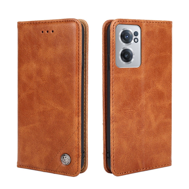 For OnePlus Nord CE 2 5G Non-Magnetic Retro Texture Horizontal Flip Leather Phone Case