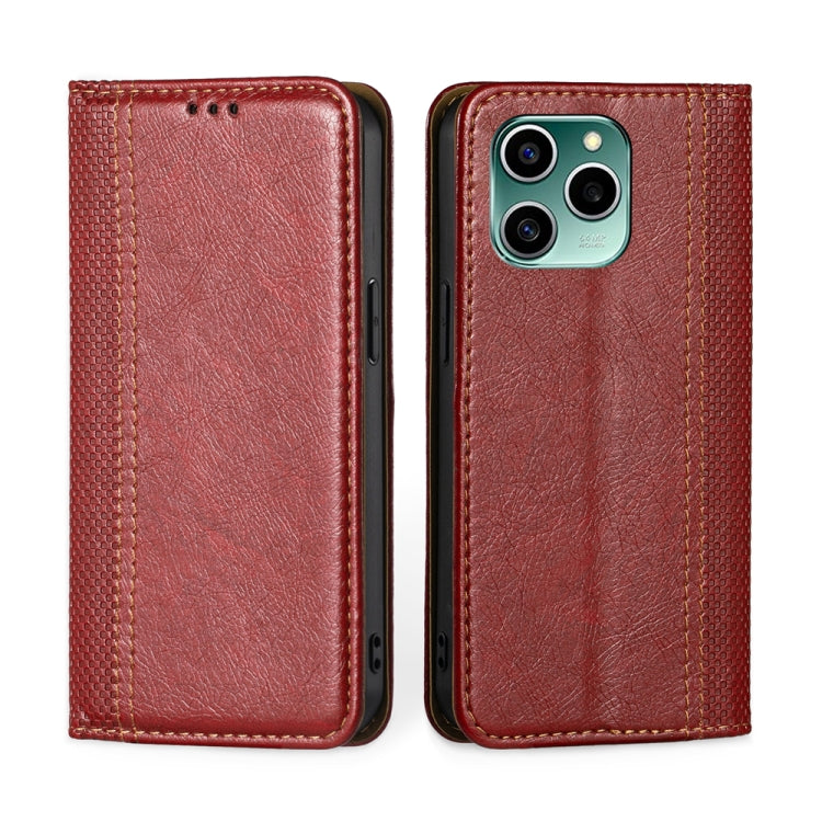 For Honor 60 SE Grid Texture Magnetic Flip Leather Phone Case