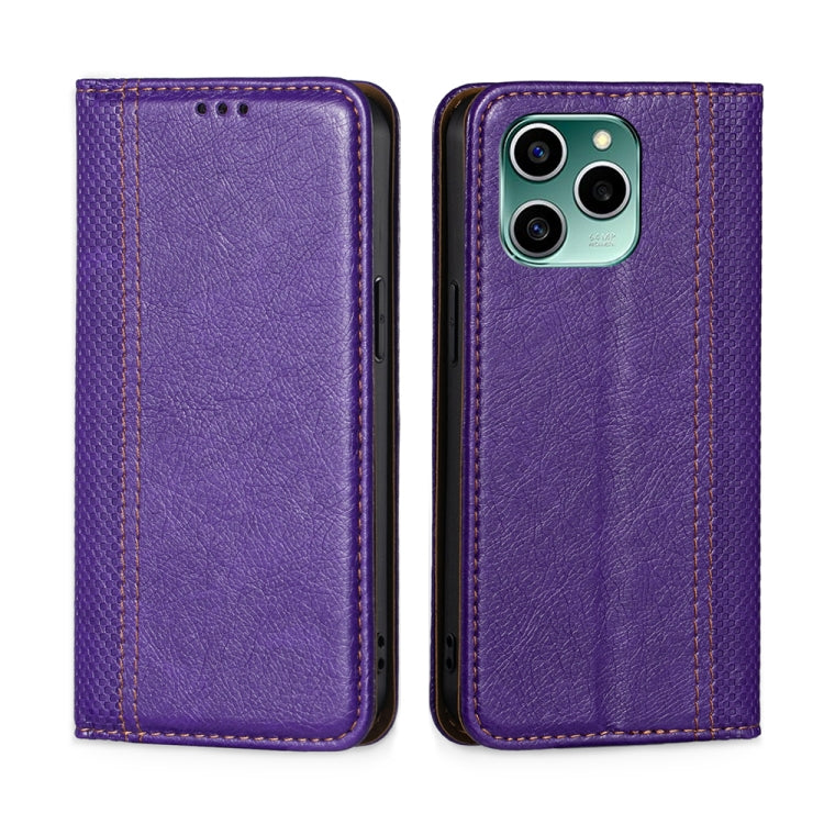 For Honor 60 SE Grid Texture Magnetic Flip Leather Phone Case