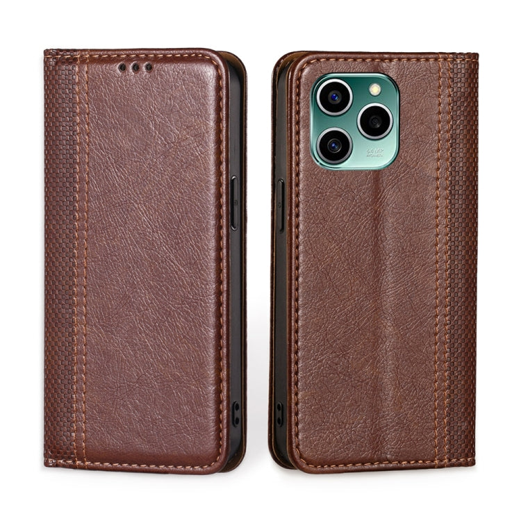 For Honor 60 SE Grid Texture Magnetic Flip Leather Phone Case