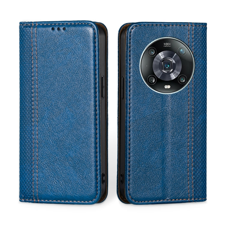 For Honor Magic4 Pro Grid Texture Magnetic Flip Leather Phone Case