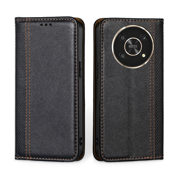 For Honor X30 Grid Texture Magnetic Flip Leather Phone Case
