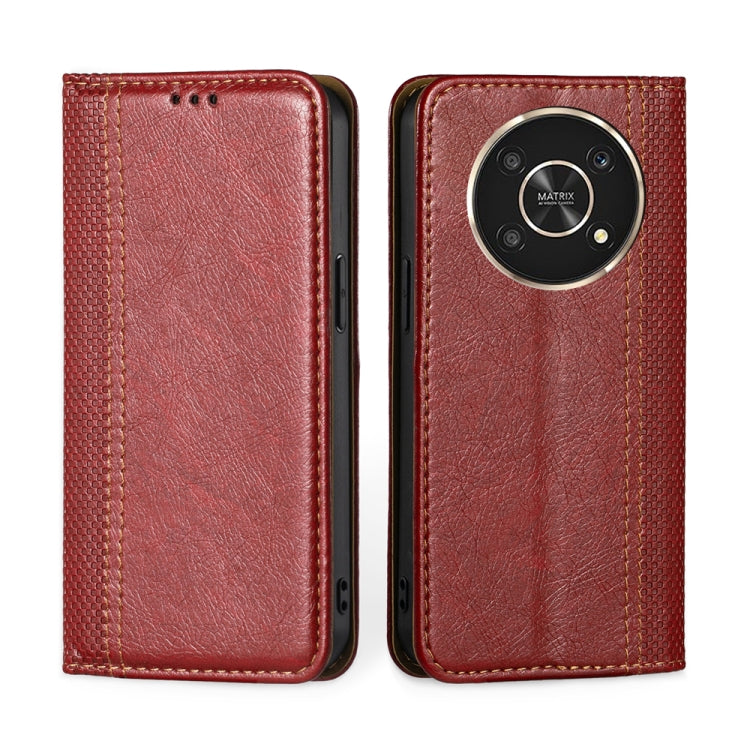 For Honor X30 Grid Texture Magnetic Flip Leather Phone Case