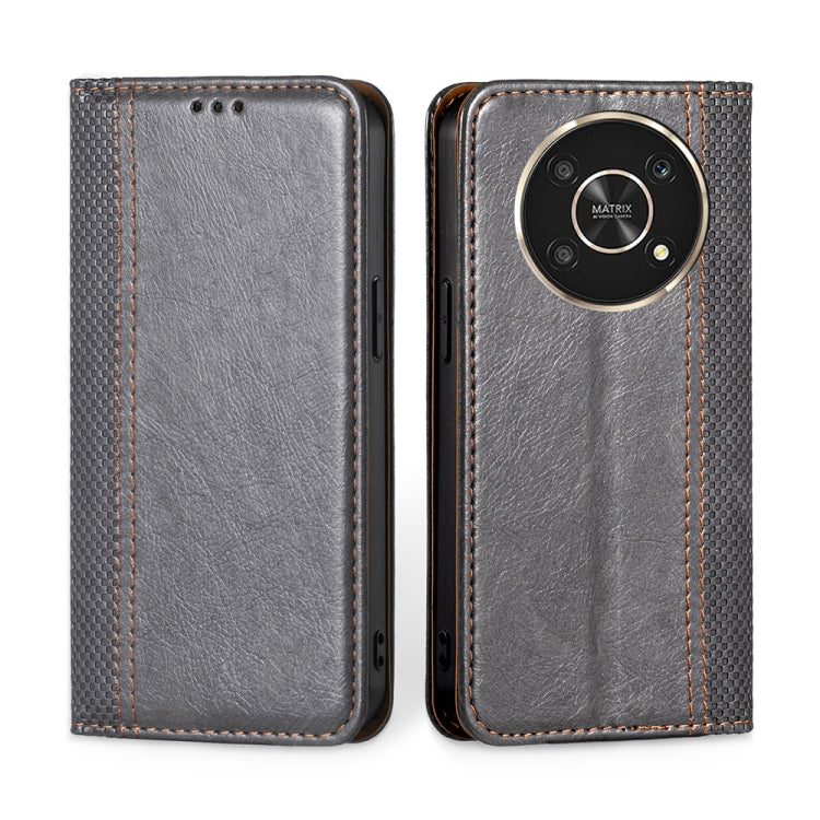For Honor X30 Grid Texture Magnetic Flip Leather Phone Case