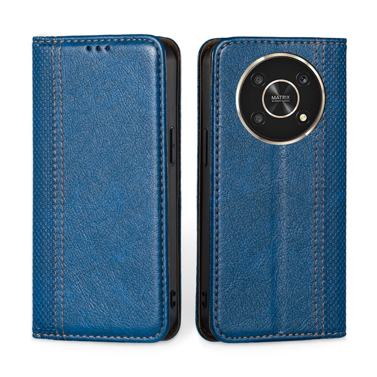 For Honor X30 Grid Texture Magnetic Flip Leather Phone Case