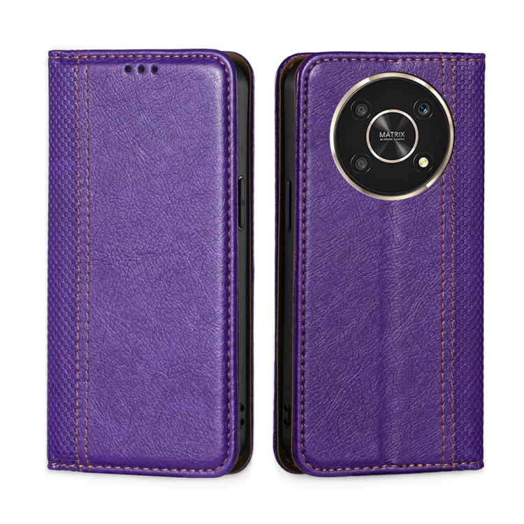 For Honor X30 Grid Texture Magnetic Flip Leather Phone Case
