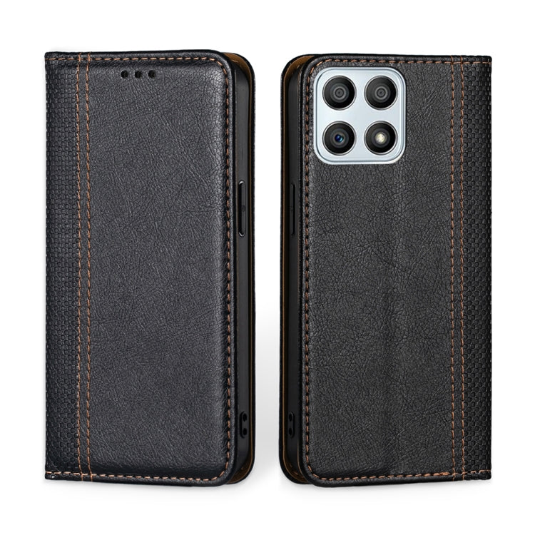 For Honor X30i Grid Texture Magnetic Flip Leather Phone Case