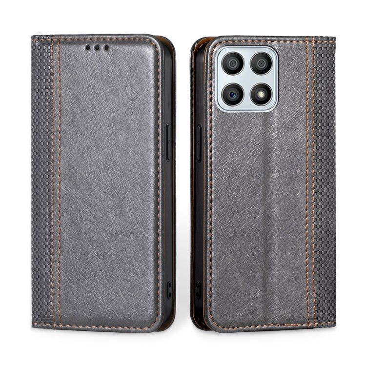For Honor X30i Grid Texture Magnetic Flip Leather Phone Case