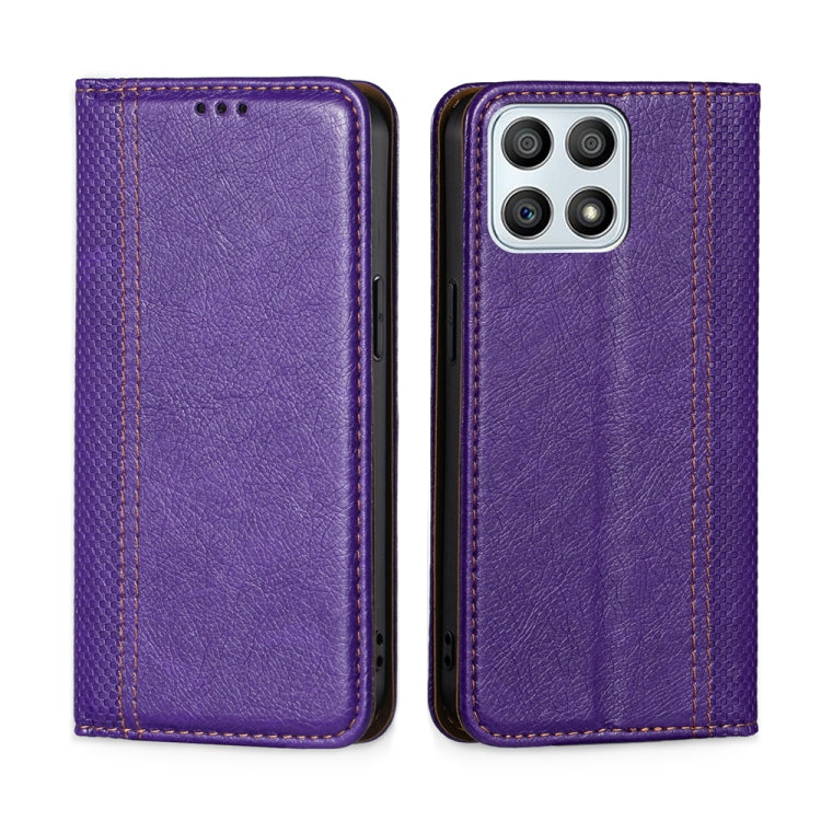 For Honor X30i Grid Texture Magnetic Flip Leather Phone Case