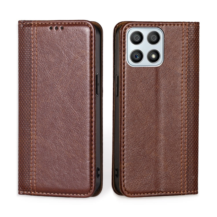 For Honor X30i Grid Texture Magnetic Flip Leather Phone Case