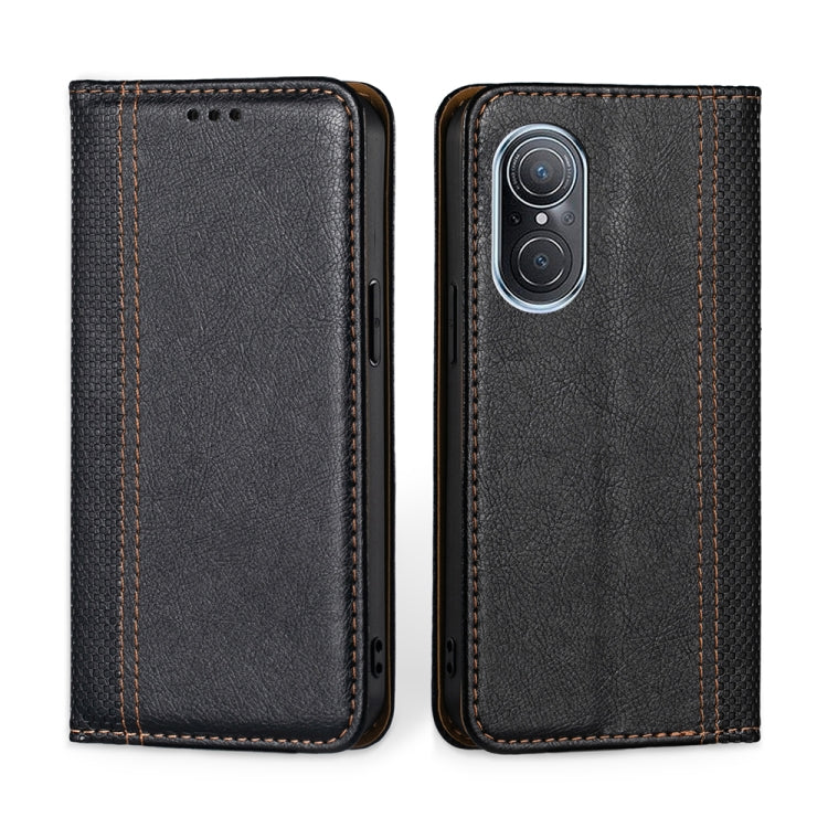 For Huawei nova 9 SE 4G Grid Texture Magnetic Flip Leather Phone Case