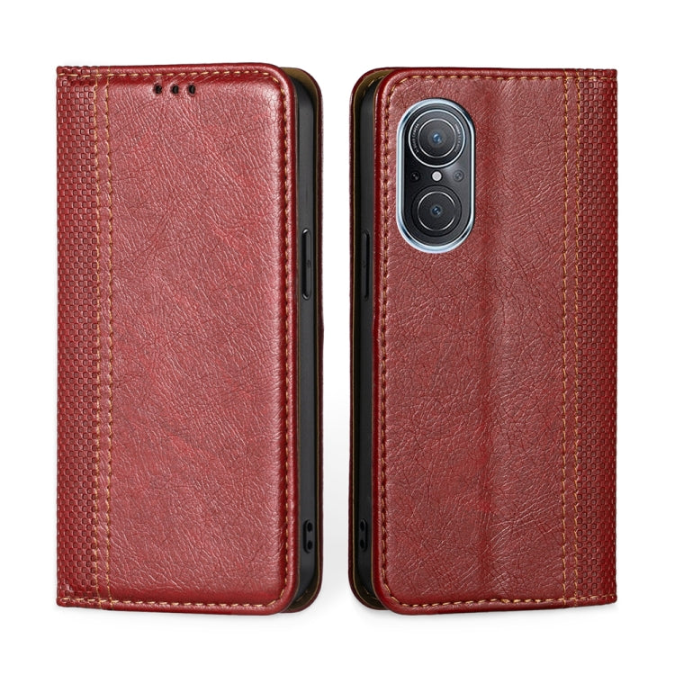 For Huawei nova 9 SE 4G Grid Texture Magnetic Flip Leather Phone Case