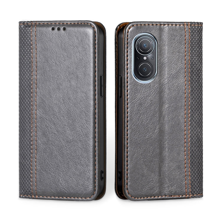 For Huawei nova 9 SE 4G Grid Texture Magnetic Flip Leather Phone Case