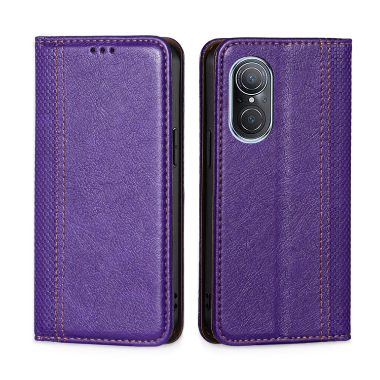For Huawei nova 9 SE 4G Grid Texture Magnetic Flip Leather Phone Case
