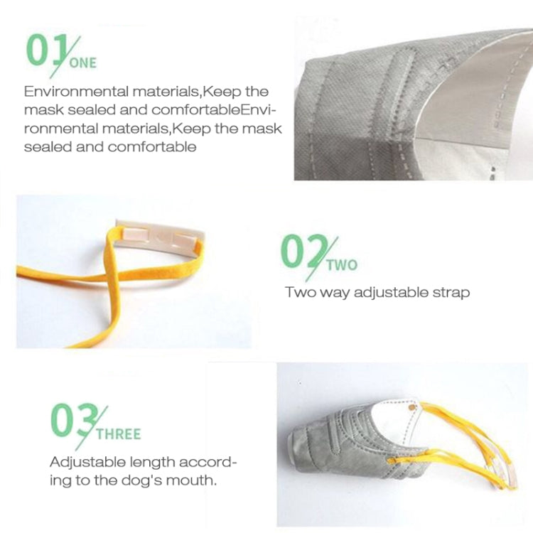 2 PCS Breathable Anti Fog PM2.5 Dog Protective Muzzle Mask Dustproof Face Mouth Mask, Size: S 24cm x 8cm(Grey)