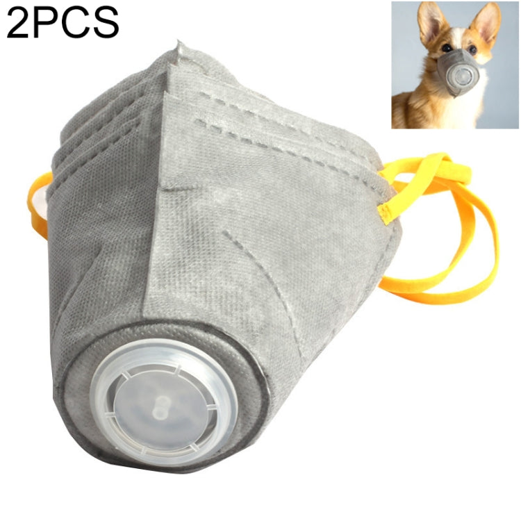 2 PCS Breathable Anti Fog PM2.5 Dog Protective Muzzle Mask Dustproof Face Mouth Mask, Size:M 26cm x 9cm(Grey)