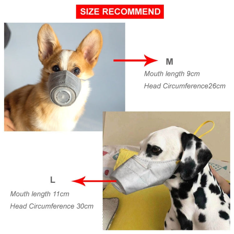 2 PCS Breathable Anti Fog PM2.5 Dog Protective Muzzle Mask Dustproof Face Mouth Mask, Size:M 26cm x 9cm(Grey)