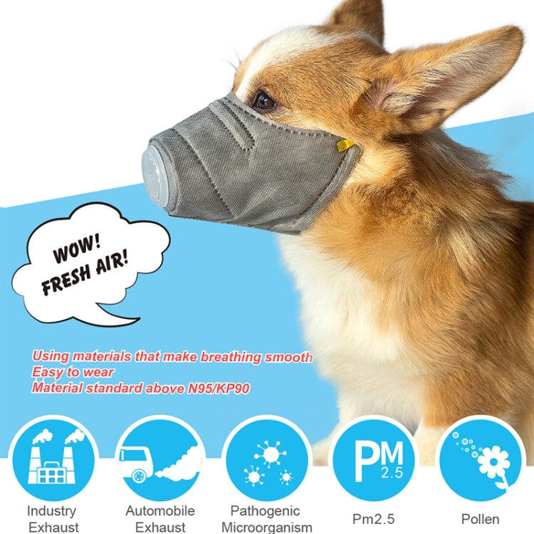 2 PCS Breathable Anti Fog PM2.5 Dog Protective Muzzle Mask Dustproof Face Mouth Mask, Size:L 30cm x 11cm(Grey)