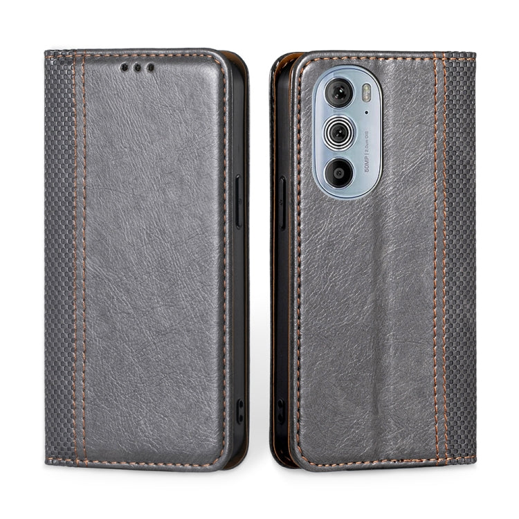 For Motorola Edge 30 Pro / Edge+ 2022 Grid Texture Magnetic Flip Leather Phone Case