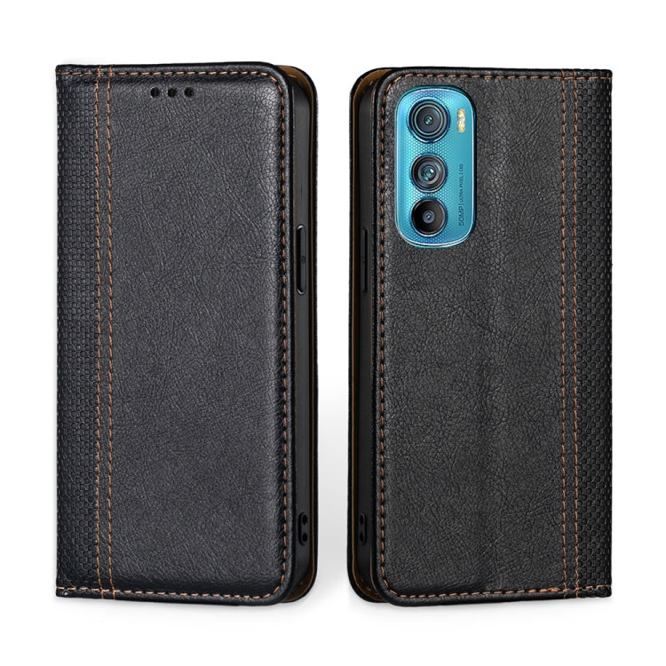 For Motorola Edge 30 Grid Texture Magnetic Flip Leather Phone Case