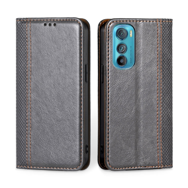 For Motorola Edge 30 Grid Texture Magnetic Flip Leather Phone Case