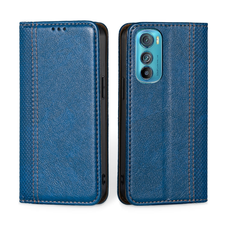 For Motorola Edge 30 Grid Texture Magnetic Flip Leather Phone Case