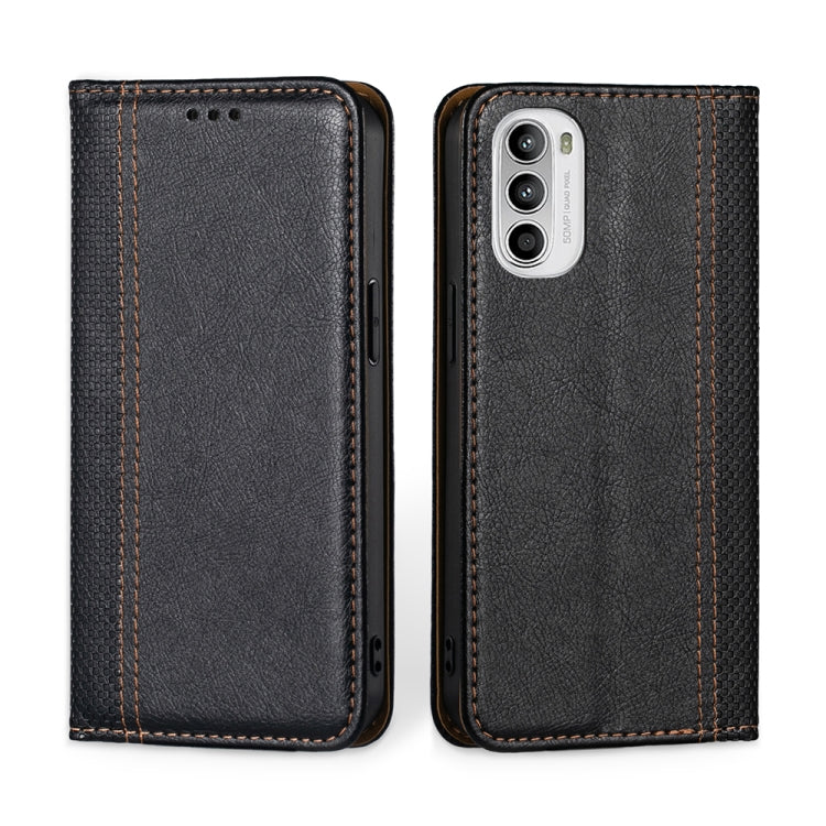 For Motorola Moto G52 4G / Moto G82 5G Grid Texture Magnetic Flip Leather Phone Case