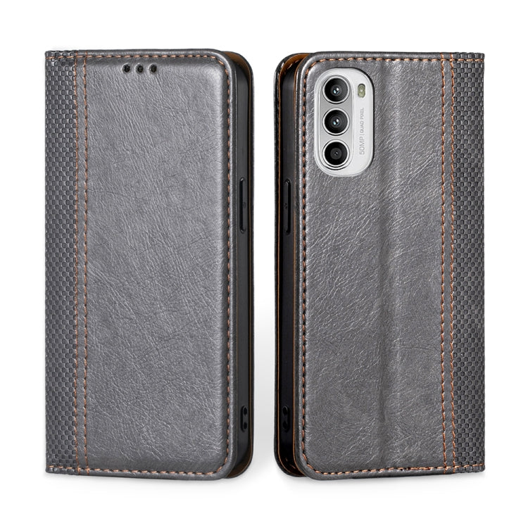 For Motorola Moto G52 4G / Moto G82 5G Grid Texture Magnetic Flip Leather Phone Case