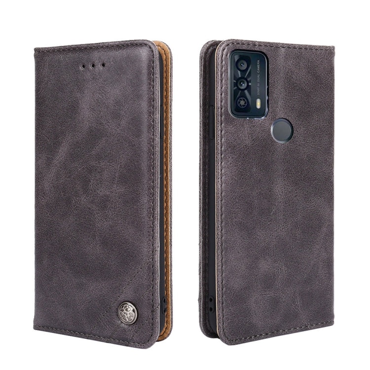 For TCL 20B Non-Magnetic Retro Texture Leather Phone Case
