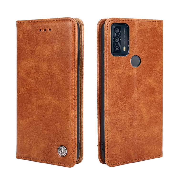 For TCL 20B Non-Magnetic Retro Texture Leather Phone Case