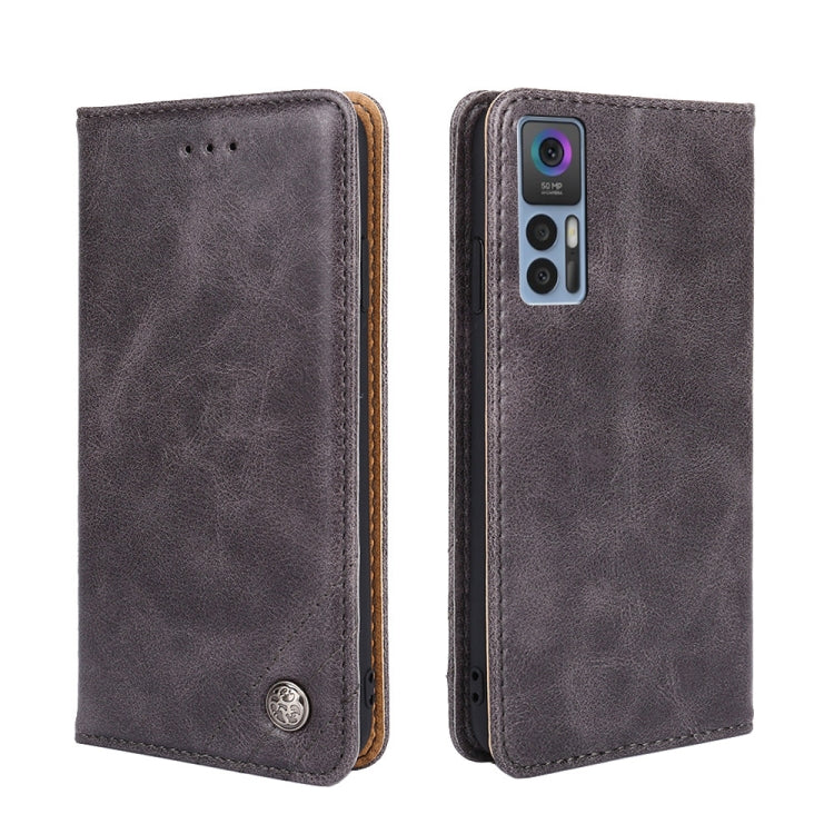 For TCL 30 5G/30+ 5G Non-Magnetic Retro Texture Leather Phone Case
