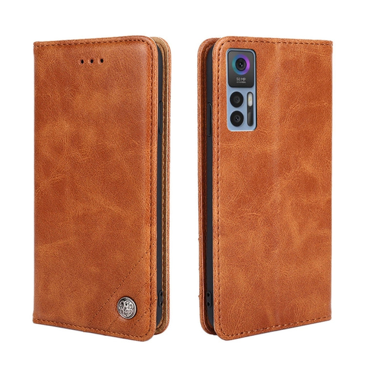 For TCL 30 5G/30+ 5G Non-Magnetic Retro Texture Leather Phone Case