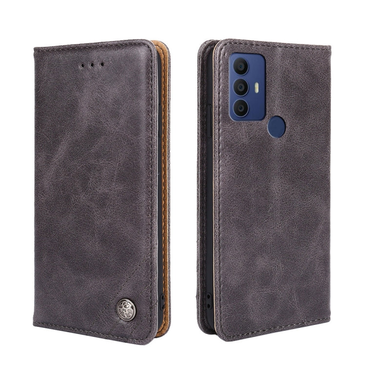 For TCL 30 SE/306/305 Non-Magnetic Retro Texture Leather Phone Case