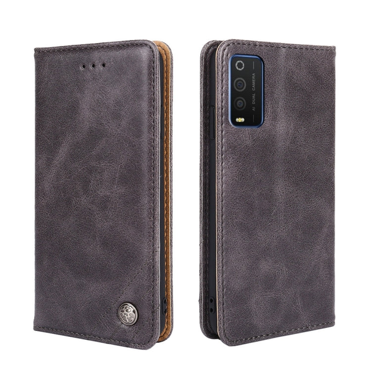 For TCL 205 Non-Magnetic Retro Texture Leather Phone Case