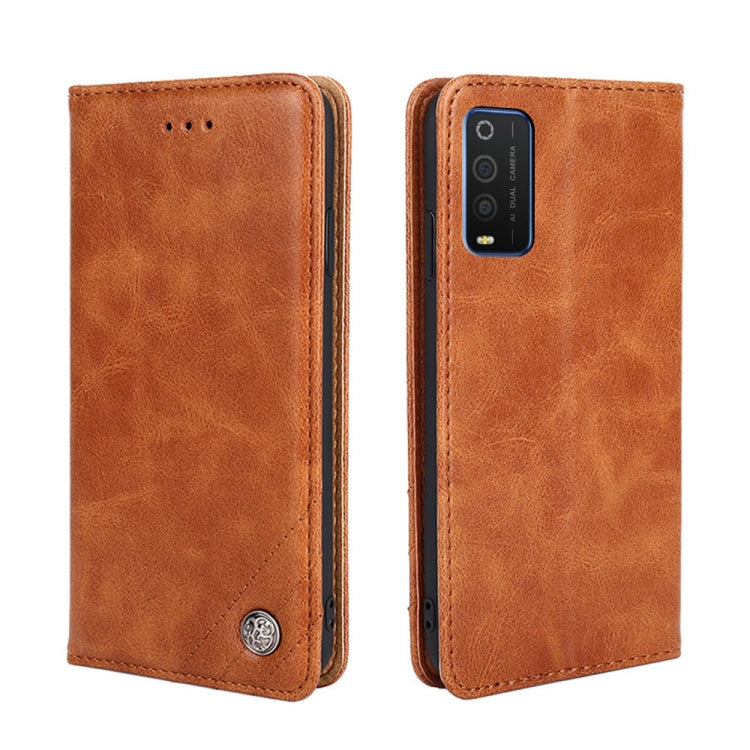 For TCL 205 Non-Magnetic Retro Texture Leather Phone Case