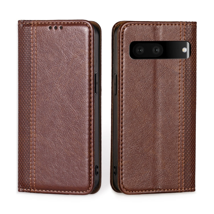 For Google Pixel 7 5G Grid Texture Magnetic Flip Leather Phone Case