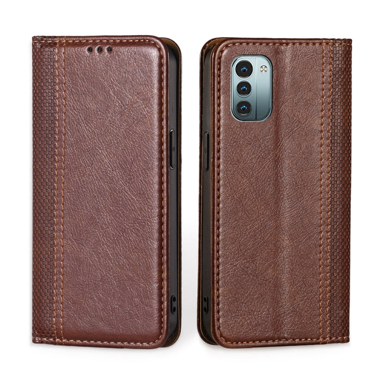 For Nokia G21 / G11 Grid Texture Magnetic Flip Leather Phone Case
