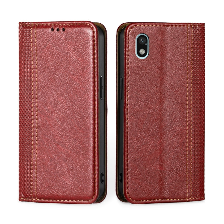 For Sony Xperia Ace III Grid Texture Magnetic Flip Leather Phone Case