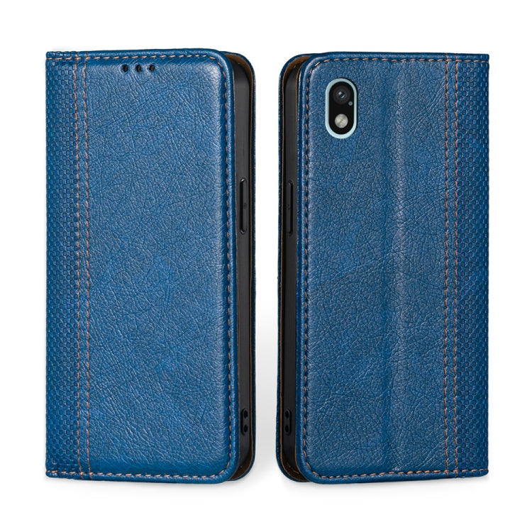 For Sony Xperia Ace III Grid Texture Magnetic Flip Leather Phone Case
